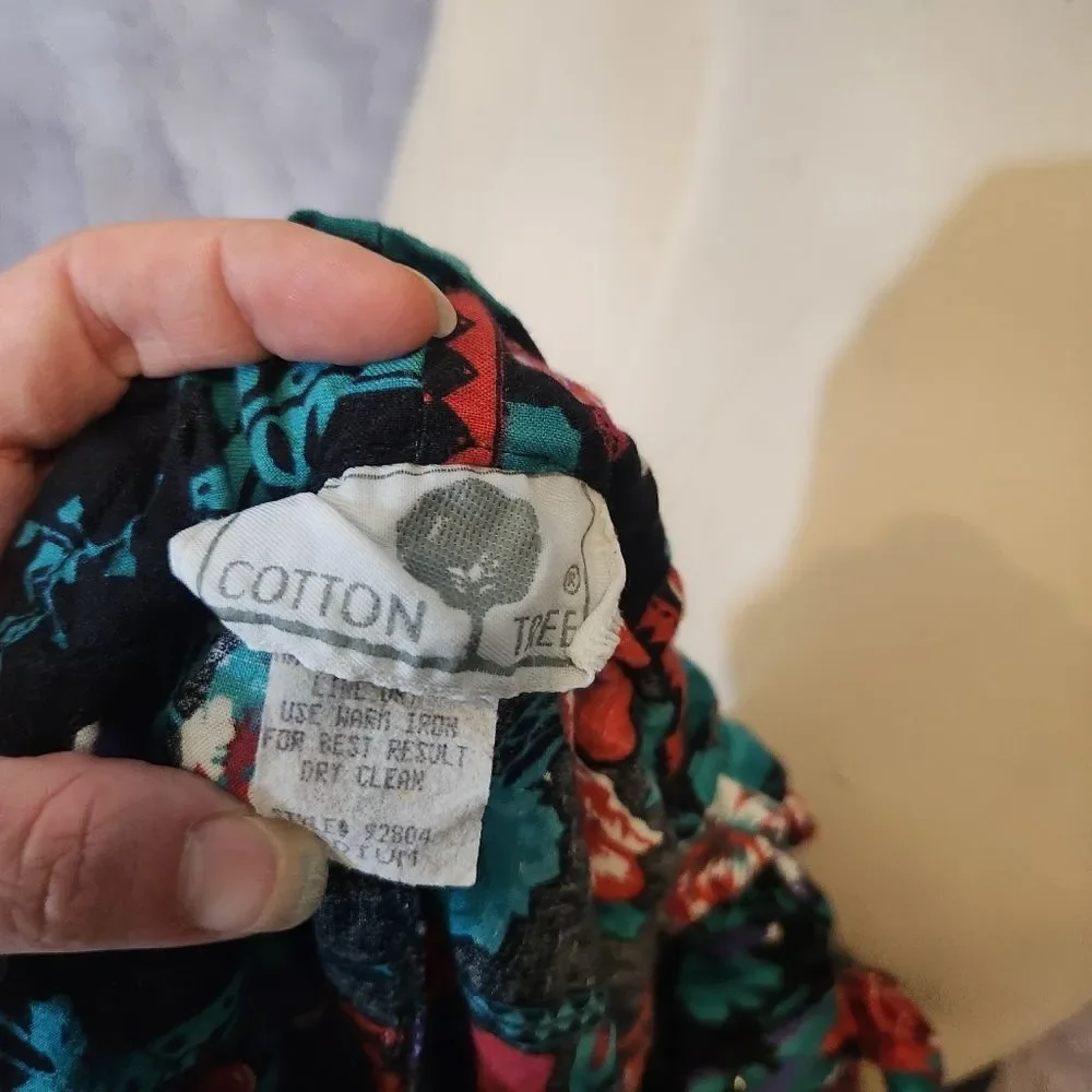 Vintage 80's Cotton Tree‎ Floral Suspender Shorts Size Medium
